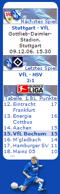 Tabelle Bochum 15. Spieltag